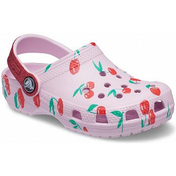 Zuecos Crocs Classic Comida Print Niña Rosas | Mexico 1516ILHS